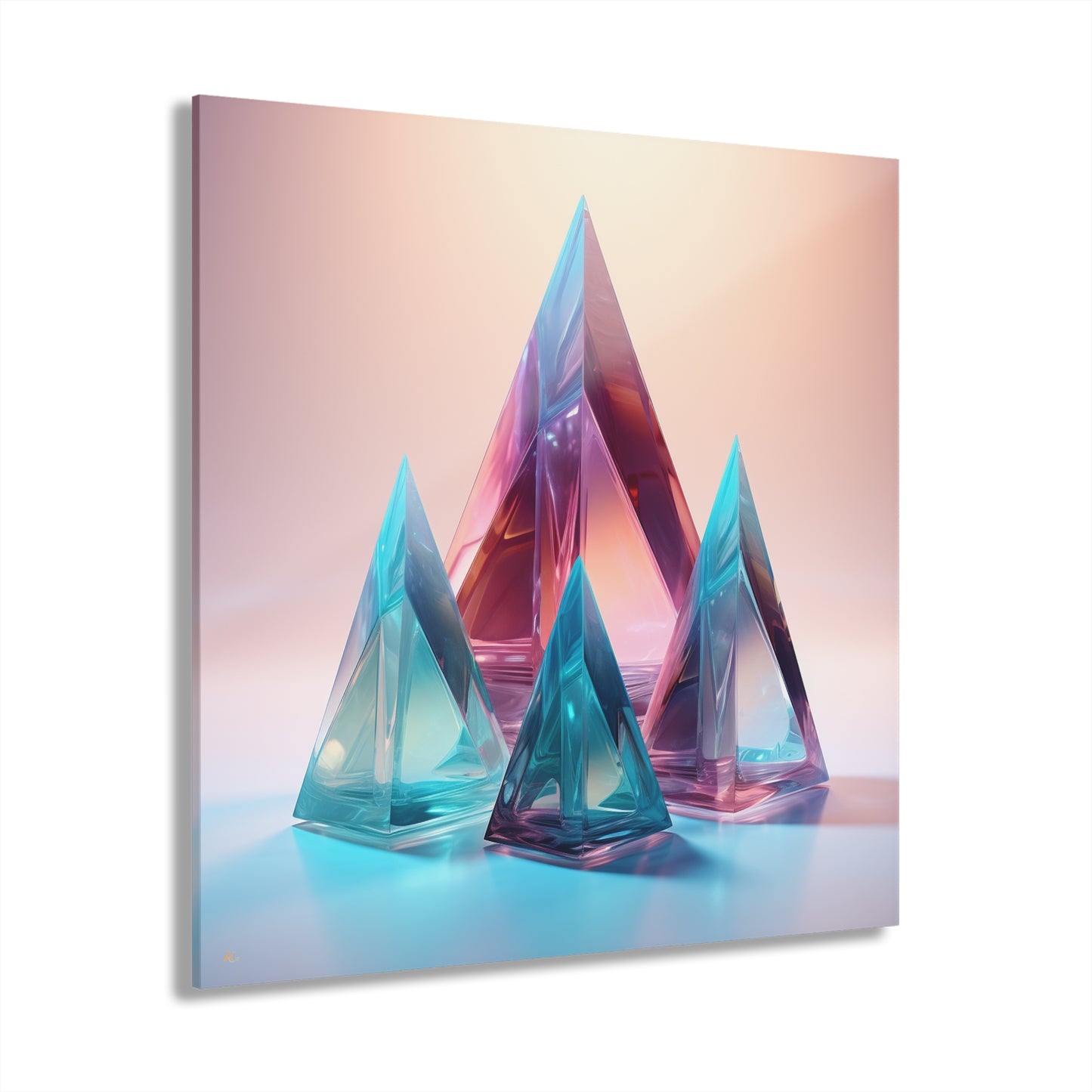 Crystal Pyramids, No Background, Abstract Concept Style, Acrylic Wall Art