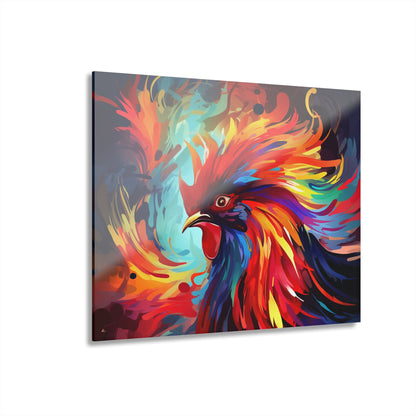 Rooster Rage, Abstract, Animal Concept Style, Acrylic Wall Art