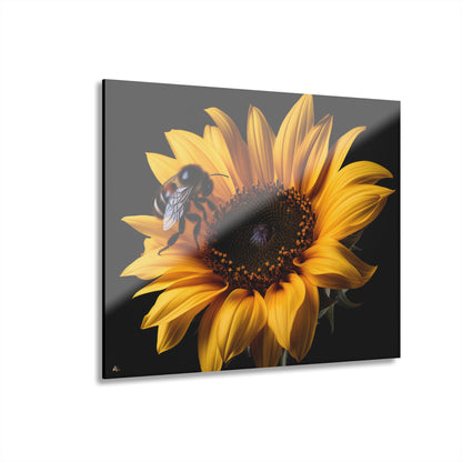 Bumblebee Sunflower, No Background Concept, Acrylic Wall Art