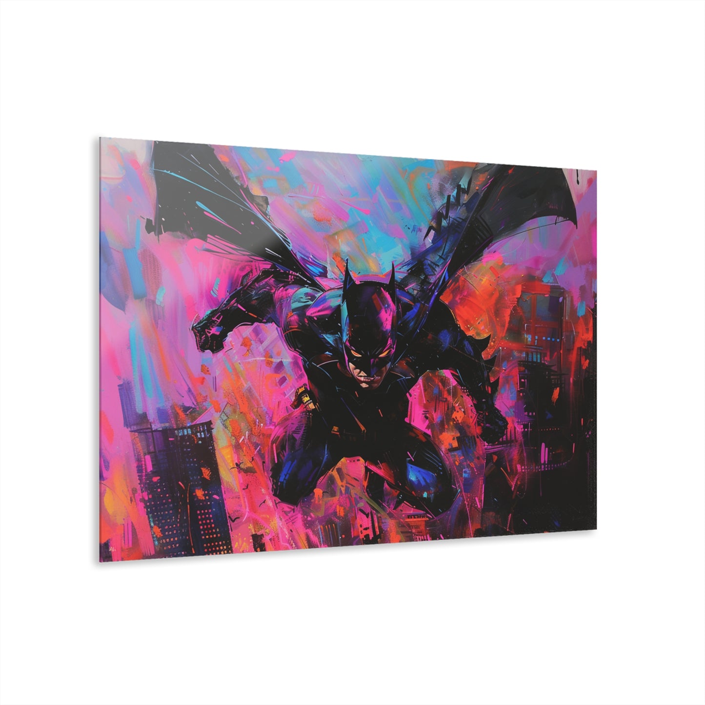 Abstract Knight: Picasso's Gotham Glide, Fan Concept Batman, Acrylic Wall Art