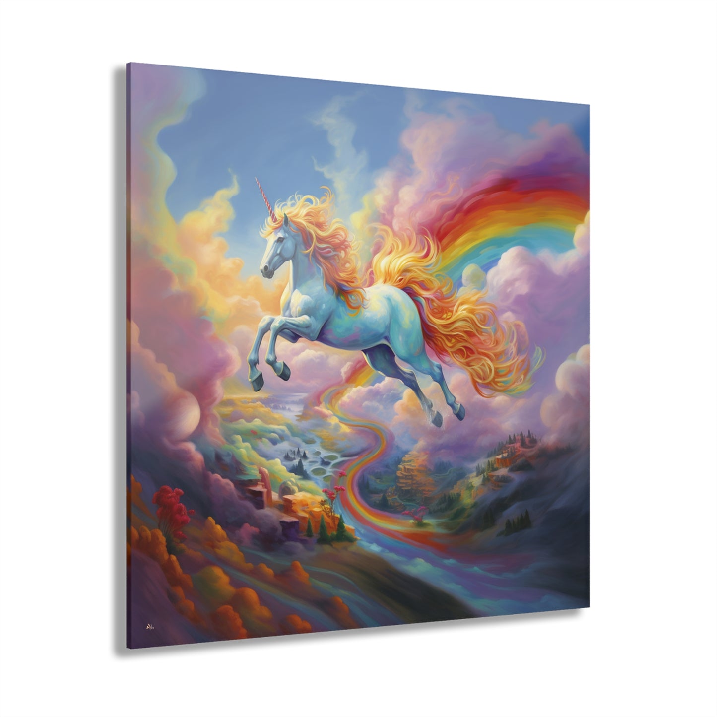 Rainbow Unicorn, Animal Fantasy, Concept, Acrylic Wall Art