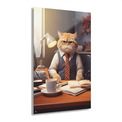 Office Cat, Animal Concept Style, Acrylic Wall Art