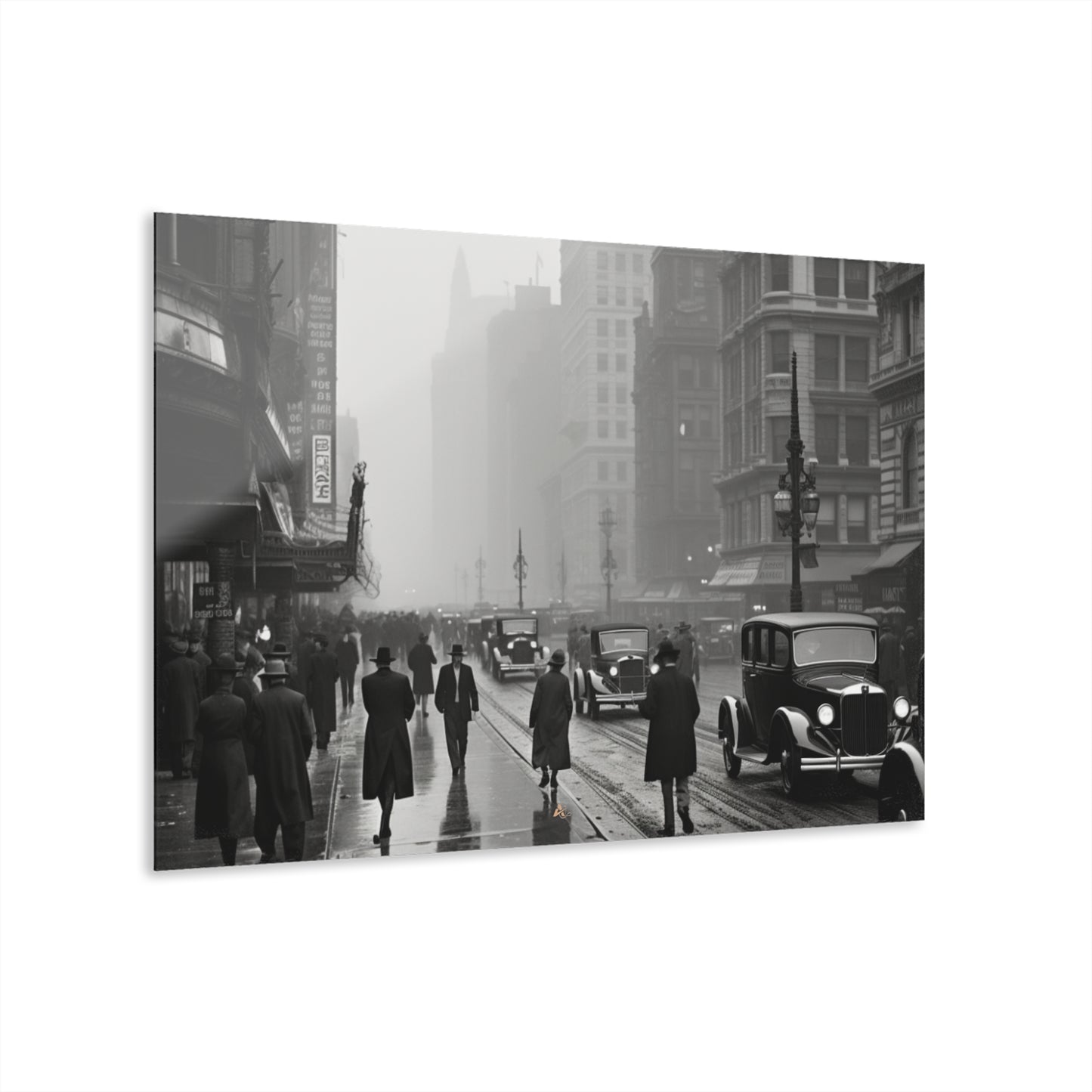 1900's City, Black and White Concept Style, Acrylic Wall Art