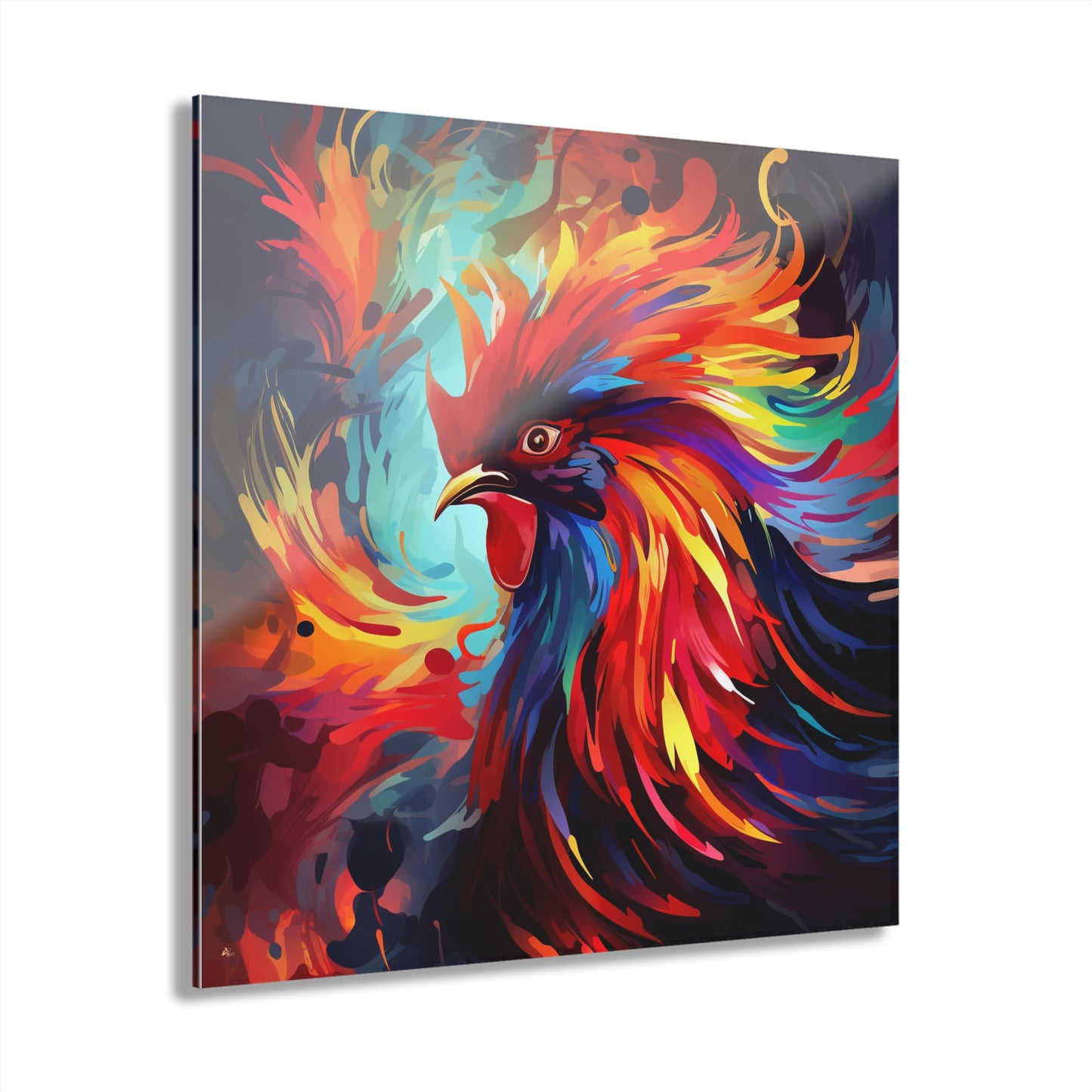 Rooster Rage, Abstract, Animal Concept Style, Acrylic Wall Art