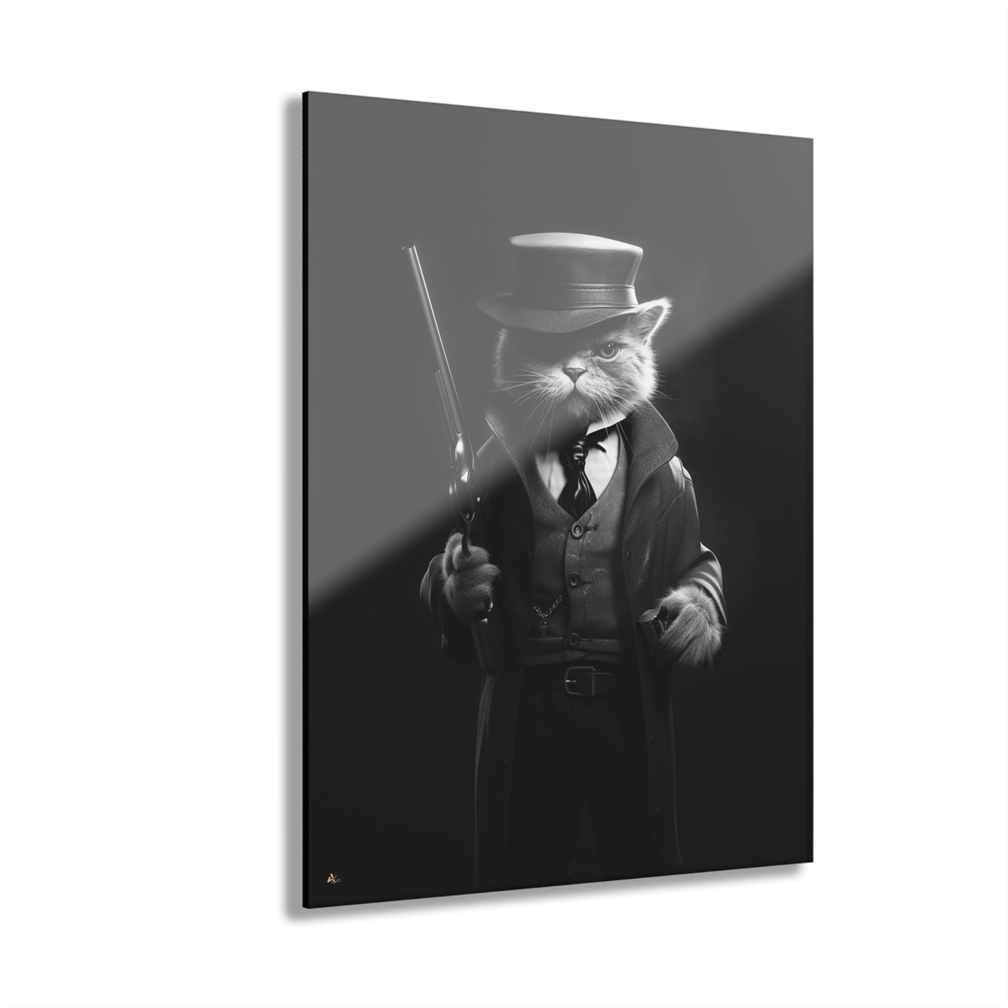 Meow Mobster, No Background, Cat, Animal Concept Style, Acrylic Wall Art