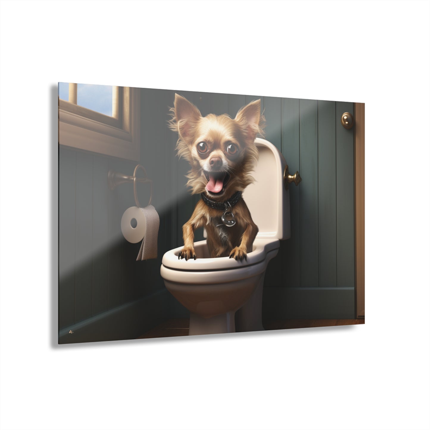 Potty Trained, Dog Animal Concept Style, Acrylic Wall Art