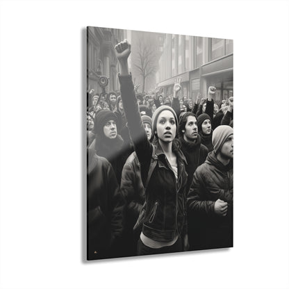 Protest, Black and White Concept Style, Acrylic Wall Art