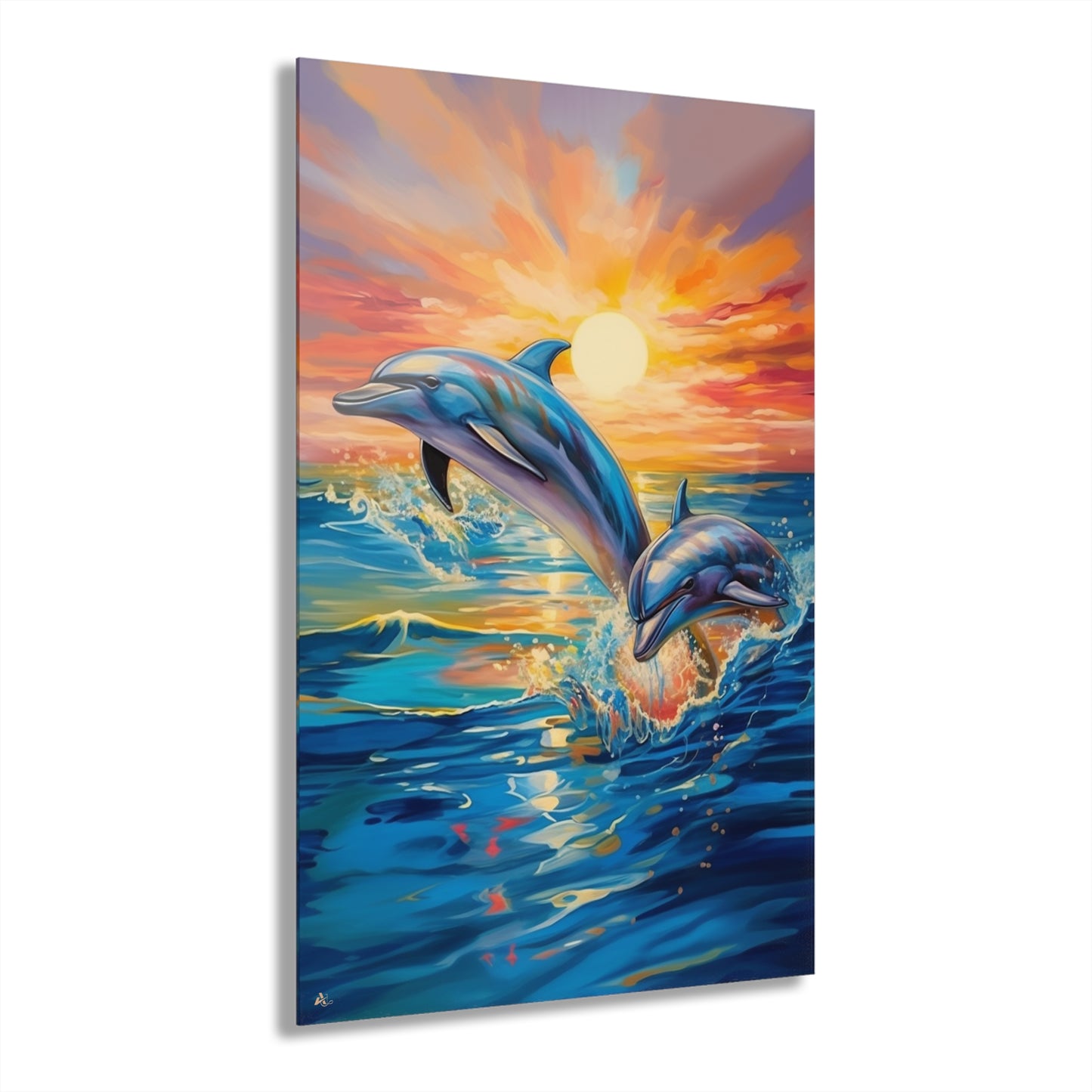 Dolphin Sunset, Animal Concept Style, Acrylic Wall Art