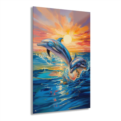 Dolphin Sunset, Animal Concept Style, Acrylic Wall Art