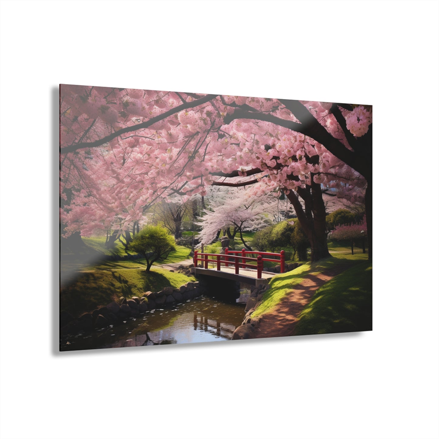 Cherry Park, Landscape, Cherry Blossom, Concept, Acrylic Wall Art