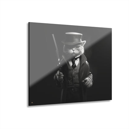 Meow Mobster, No Background, Cat, Animal Concept Style, Acrylic Wall Art