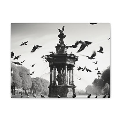 Fountain flock Canvas Art