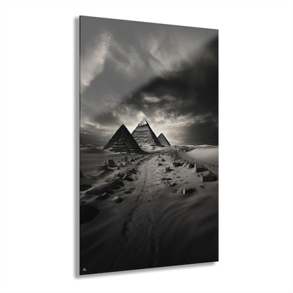 Pyramid Row, Black and White, Landscape Concept Style, Acrylic Wall Art