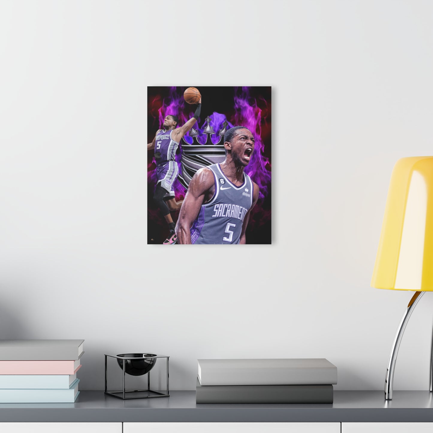 De'Aaron Sac Kings, Color splash, Fan Concept Style, Acrylic Wall Art