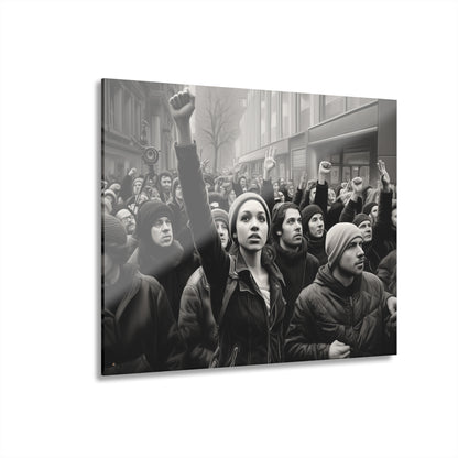 Protest, Black and White Concept Style, Acrylic Wall Art