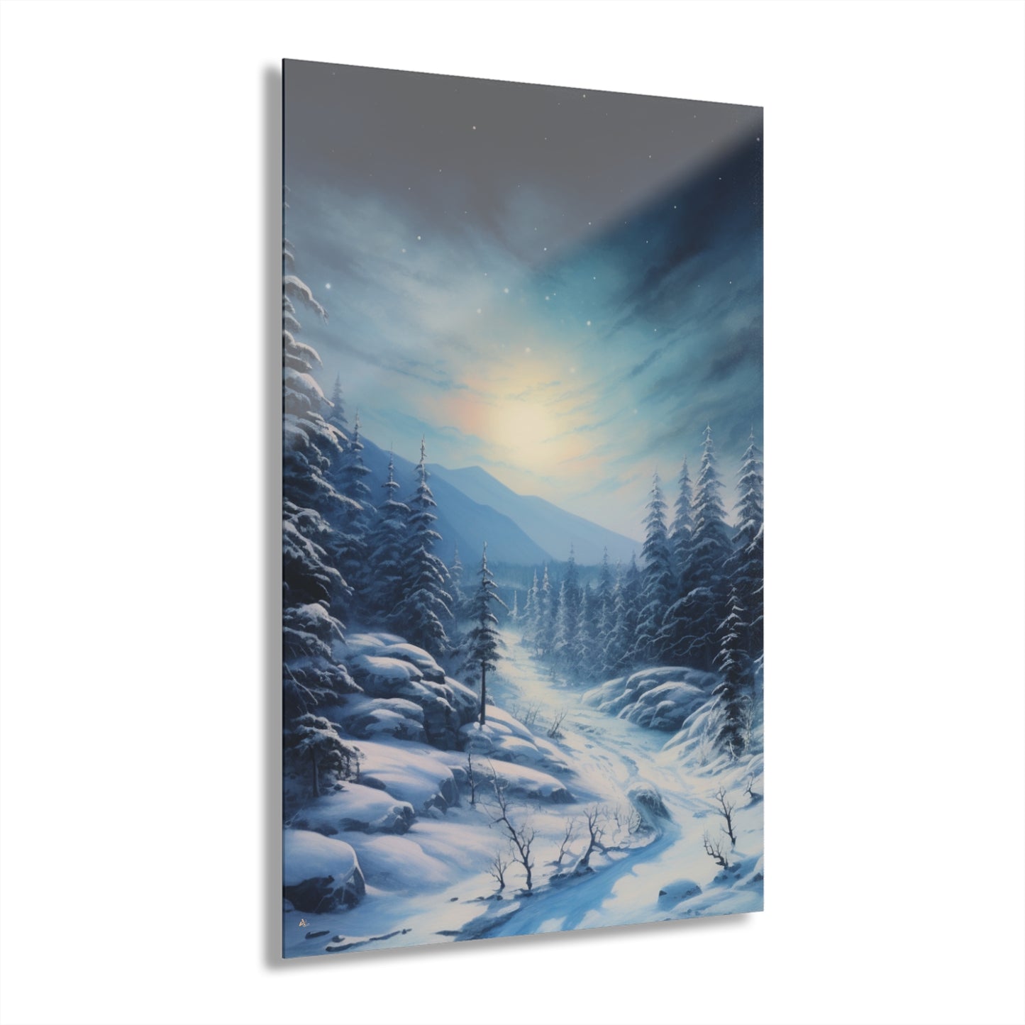 Moonlit Snow, Landscape Concept Style, Acrylic Wall Art