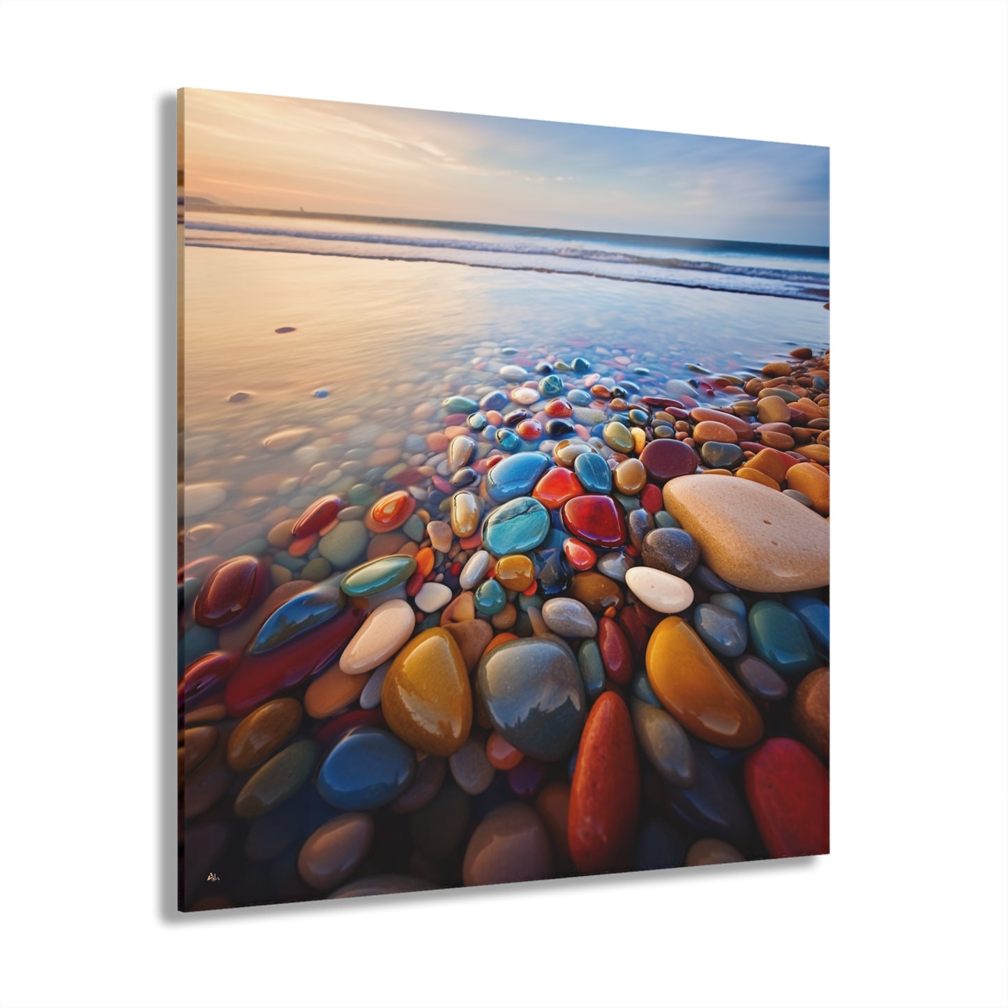 Pebble Paradise, Landscape, Concept, Acrylic Wall Art