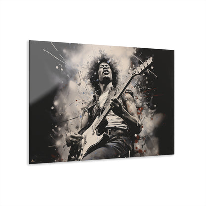 Jimmy Hendrix Concept Style, Black and White, Acrylic Wall Art