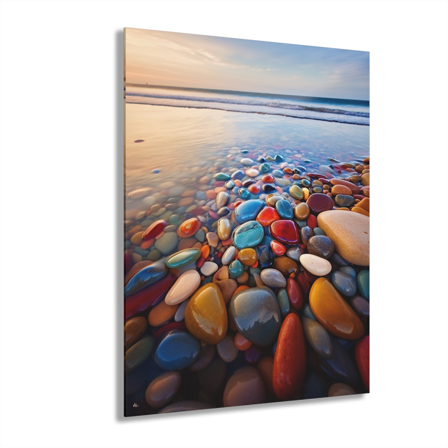 Pebble Paradise, Landscape, Concept, Acrylic Wall Art