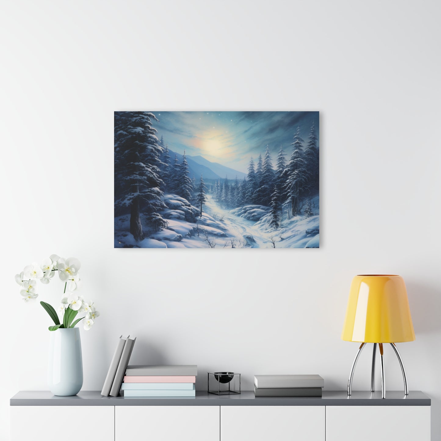 Moonlit Snow, Landscape Concept Style, Acrylic Wall Art