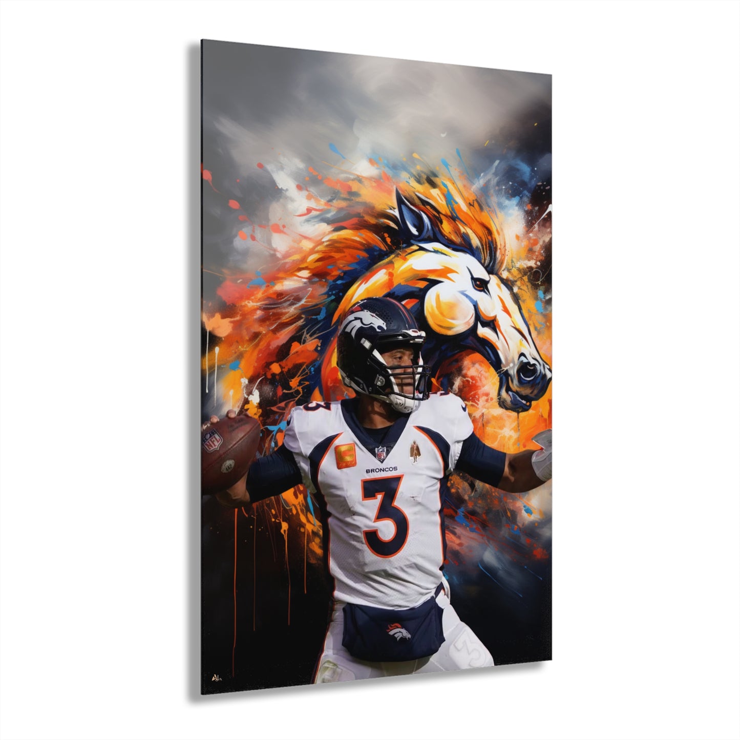 Russell Wilson, Denver Broncos Fan Concept, Color splash, Acrylic Wall Art