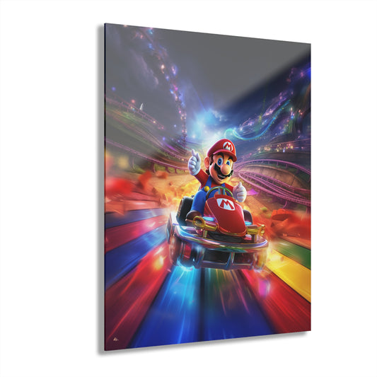 Rainbow Road, Mario, Video Game Color Splash, Concept Style, Acrylic Wall Art