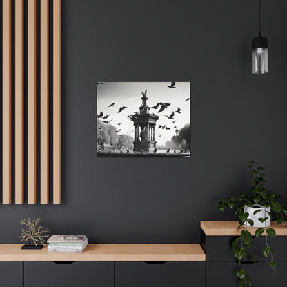 Fountain flock Canvas Art