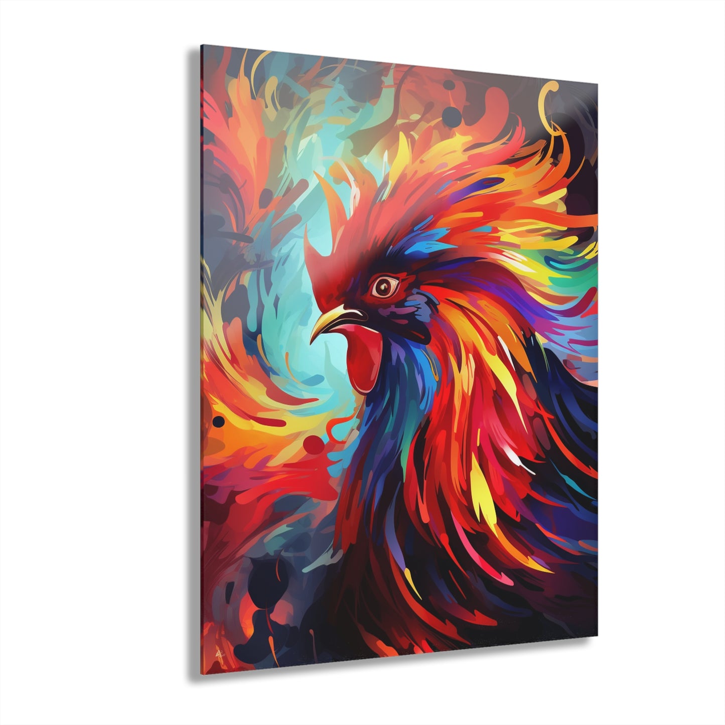 Rooster Rage, Abstract, Animal Concept Style, Acrylic Wall Art