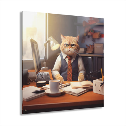 Office Cat, Animal Concept Style, Acrylic Wall Art