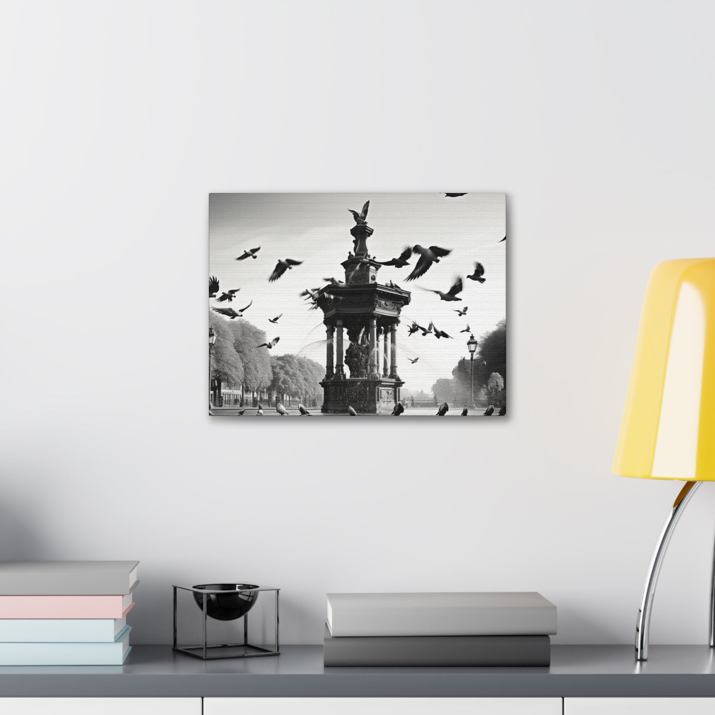 Fountain flock Canvas Art