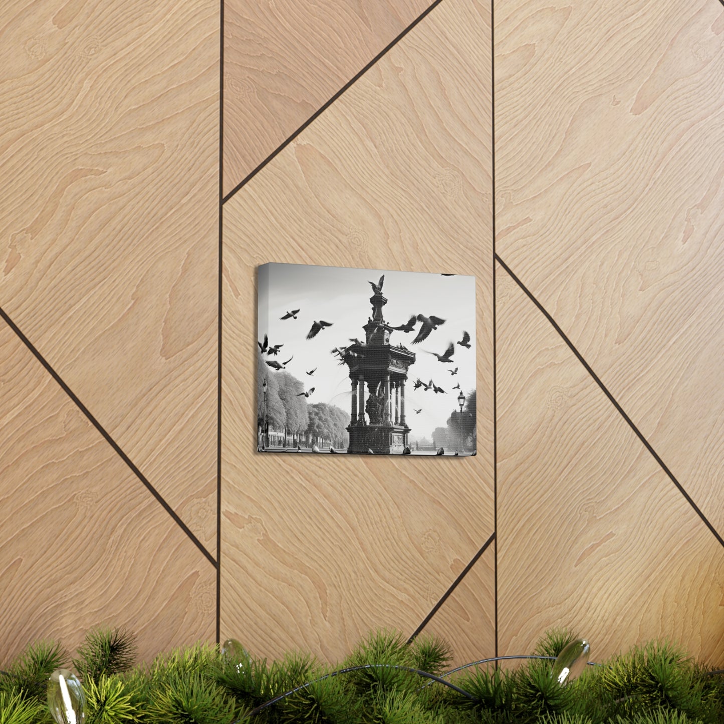 Fountain flock Canvas Art