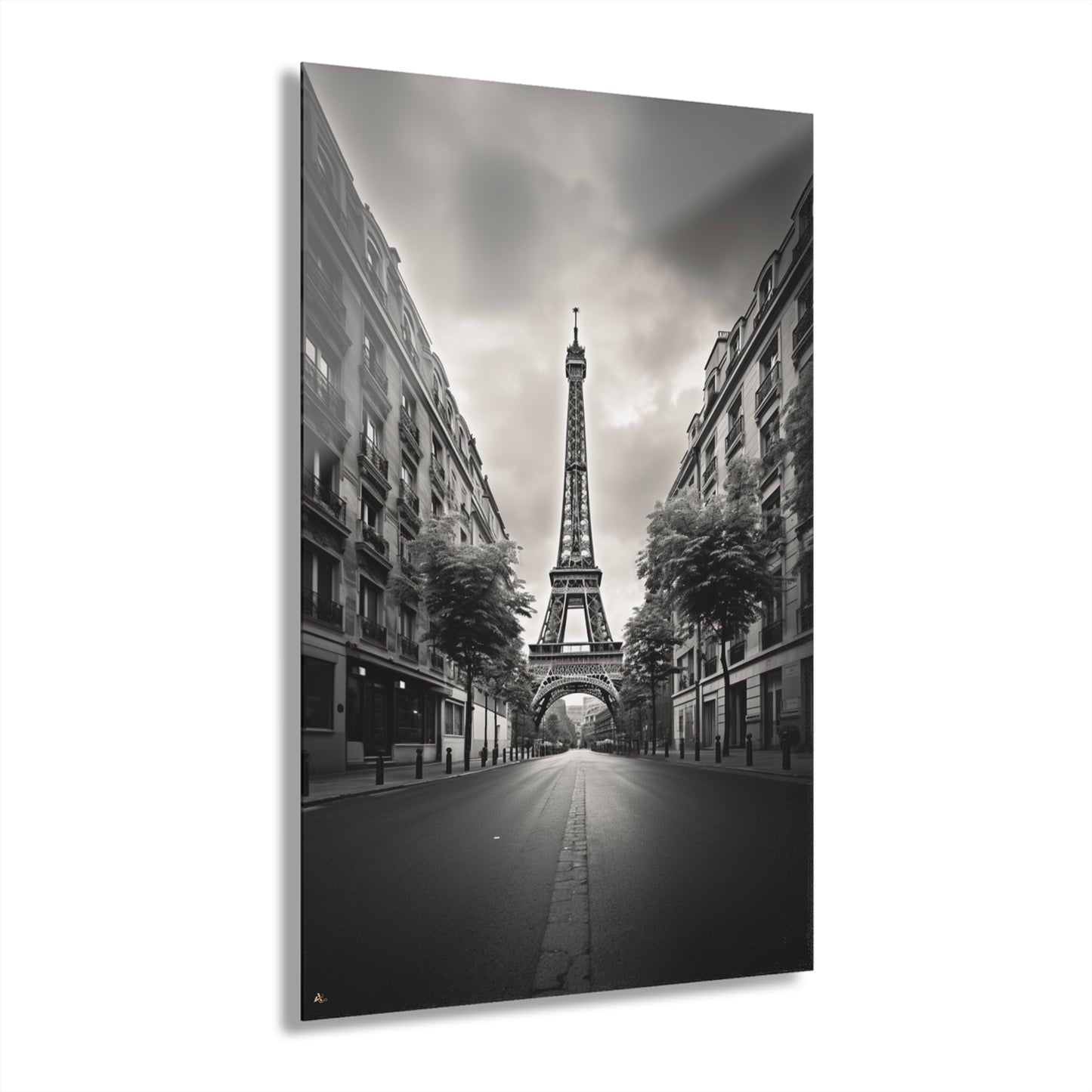 Tower Road, Black and White, Landscape Concept Style, Acrylic Wall Art