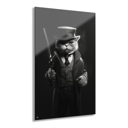 Meow Mobster, No Background, Cat, Animal Concept Style, Acrylic Wall Art