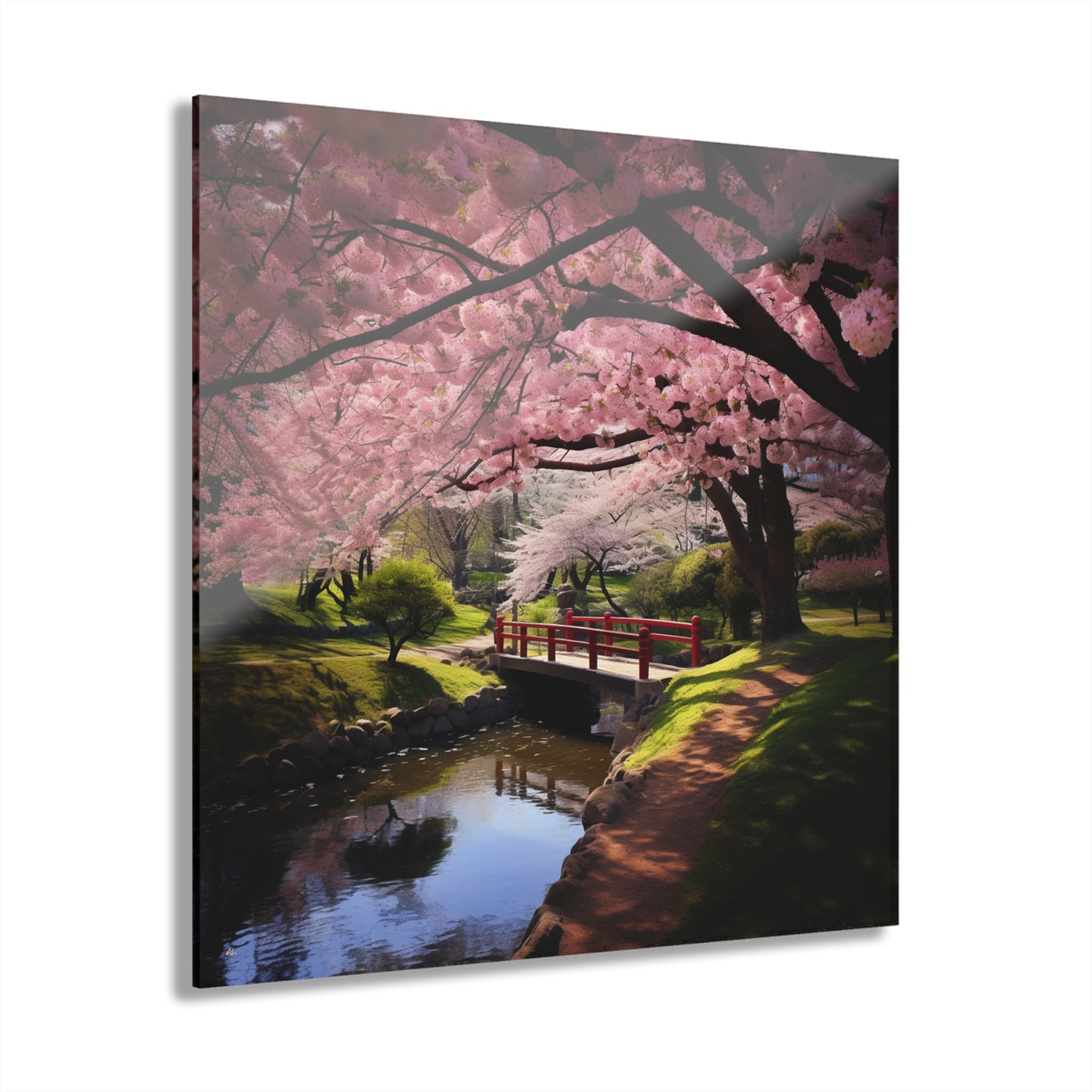 Cherry Park, Landscape, Cherry Blossom, Concept, Acrylic Wall Art