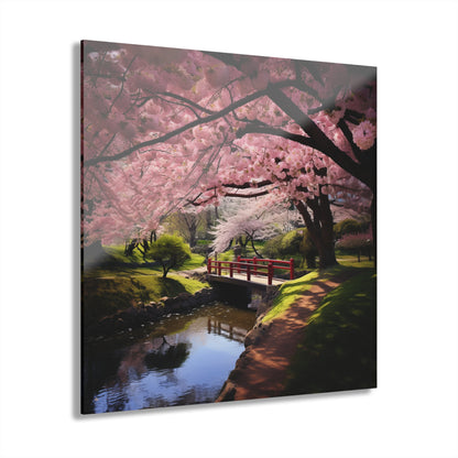 Cherry Park, Landscape, Cherry Blossom, Concept, Acrylic Wall Art