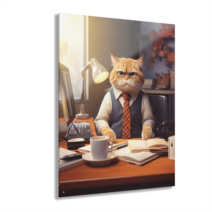 Office Cat, Animal Concept Style, Acrylic Wall Art