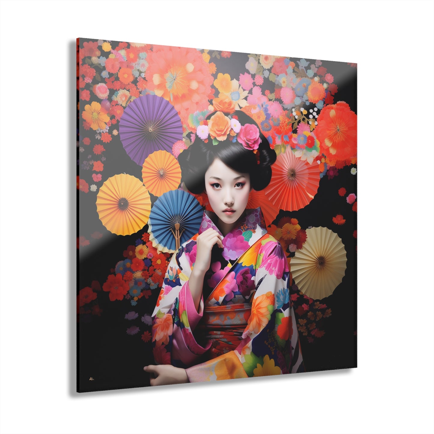 Japanese Flower, People, Cultural Concept Style, Acrylic Wall Art