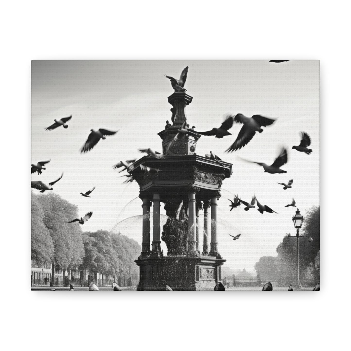 Fountain flock Canvas Art