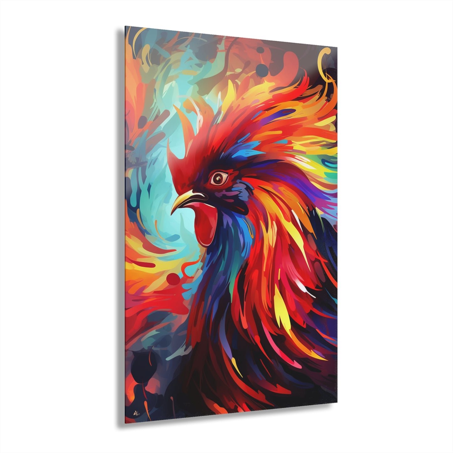 Rooster Rage, Abstract, Animal Concept Style, Acrylic Wall Art