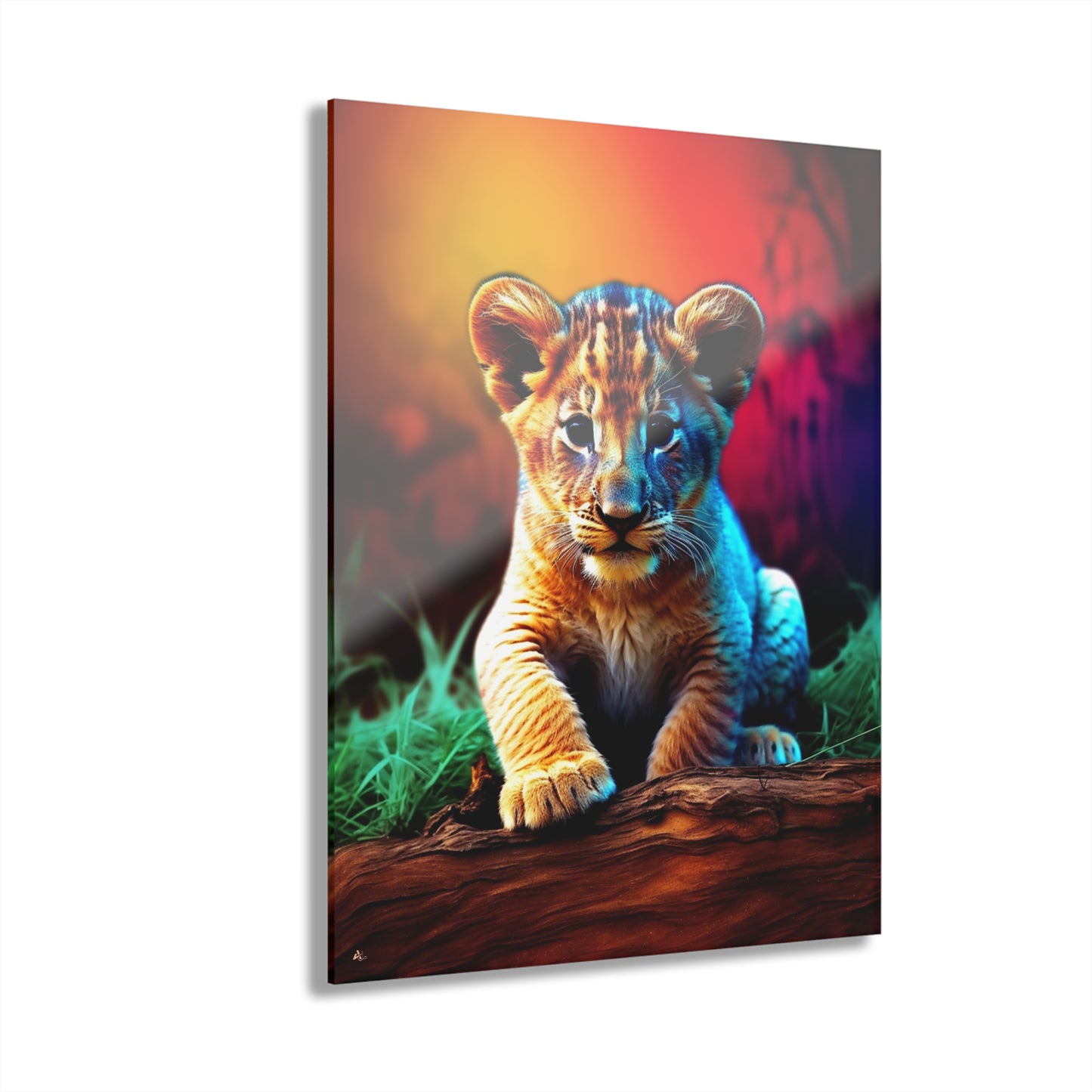 Prince of the Jungle, Lion Cub, Animal Concept Style, Acrylic Wall Art