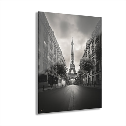 Tower Road, Black and White, Landscape Concept Style, Acrylic Wall Art