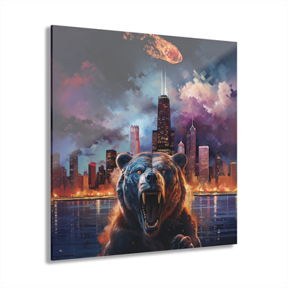 Da Bears, Chicago skyline, Football, Fan Concept Style, Acrylic Wall Art