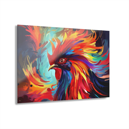 Rooster Rage, Abstract, Animal Concept Style, Acrylic Wall Art