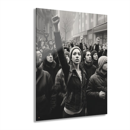 Protest, Black and White Concept Style, Acrylic Wall Art