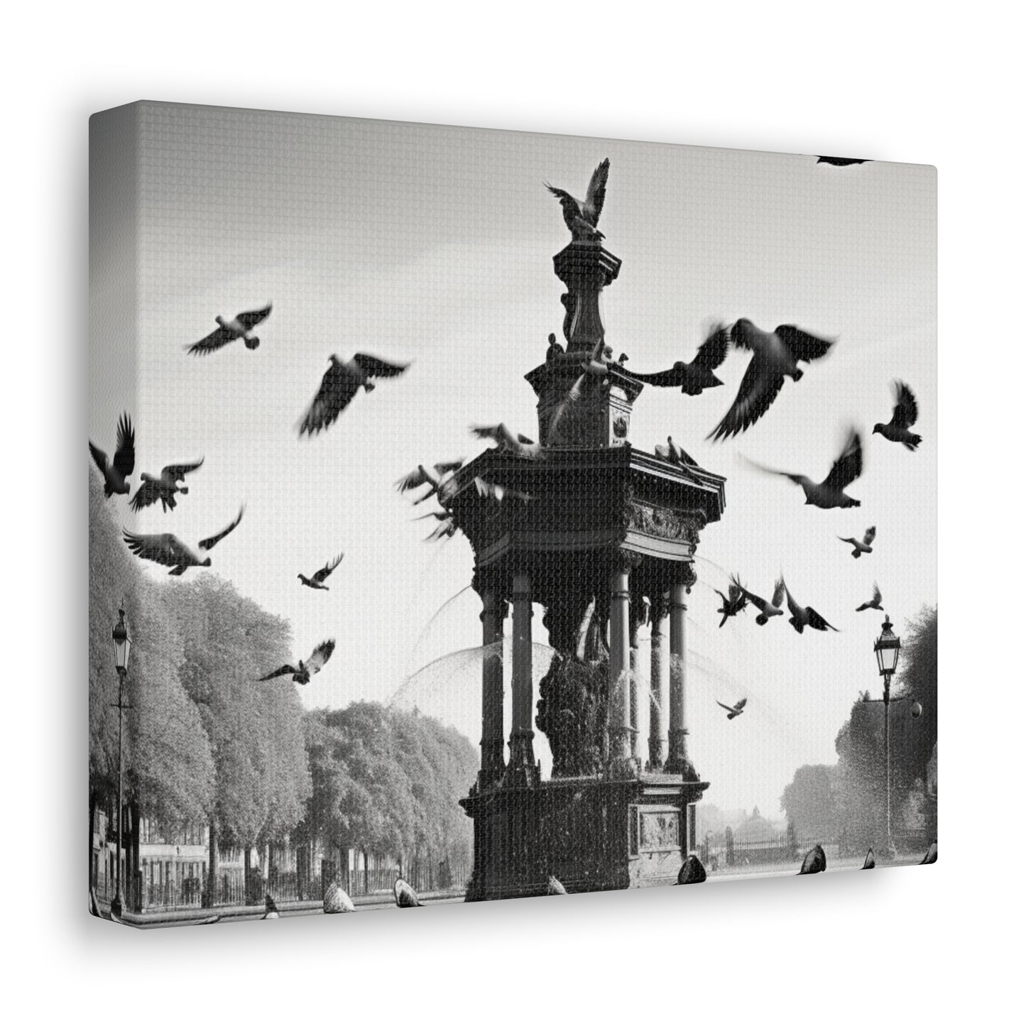 Fountain flock Canvas Art