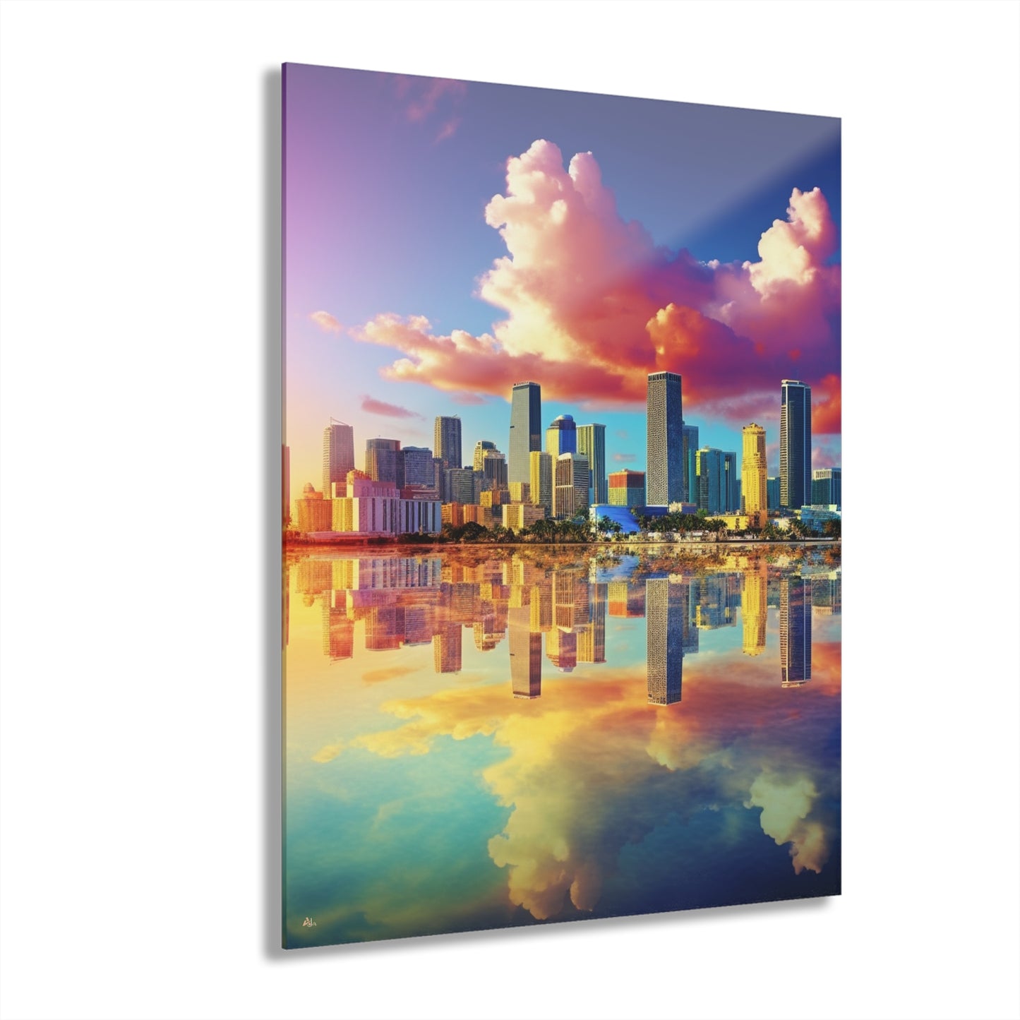 Miami Sunset, Landscape, Color Splash, Concept Style, Acrylic Wall Art