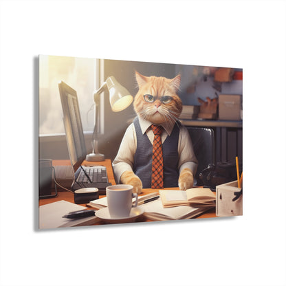 Office Cat, Animal Concept Style, Acrylic Wall Art