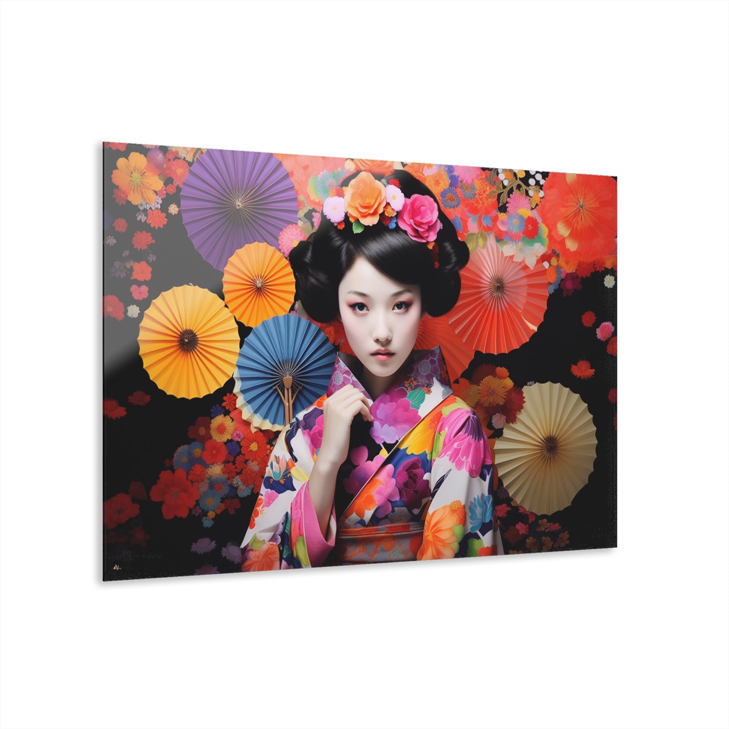 Japanese Flower, People, Cultural Concept Style, Acrylic Wall Art