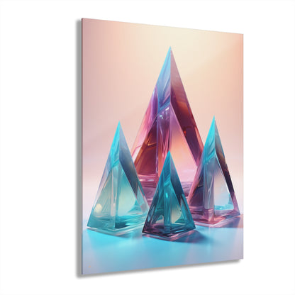 Crystal Pyramids, No Background, Abstract Concept Style, Acrylic Wall Art