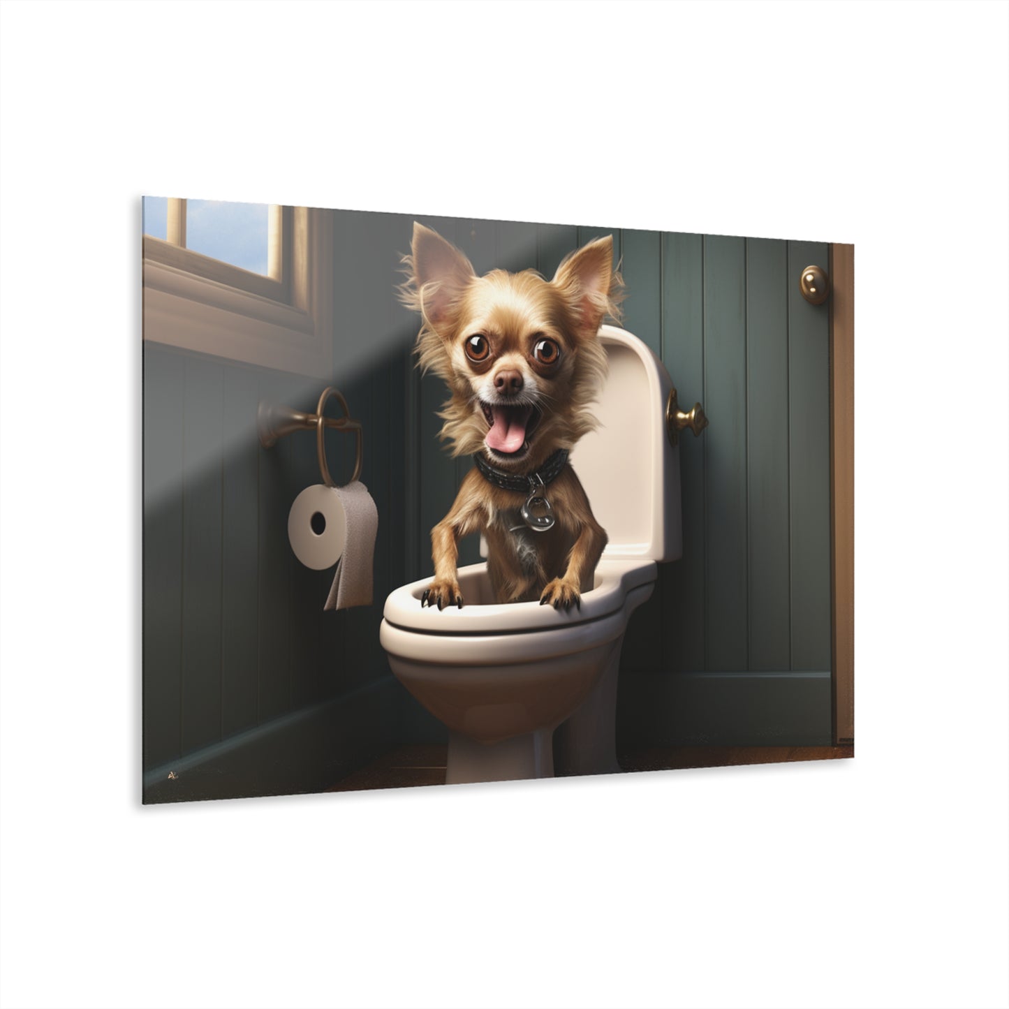 Potty Trained, Dog Animal Concept Style, Acrylic Wall Art